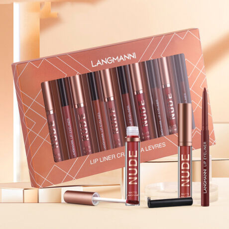 Set de 12 Piezas: Labiales Mate y Delineadores de Larga Duración